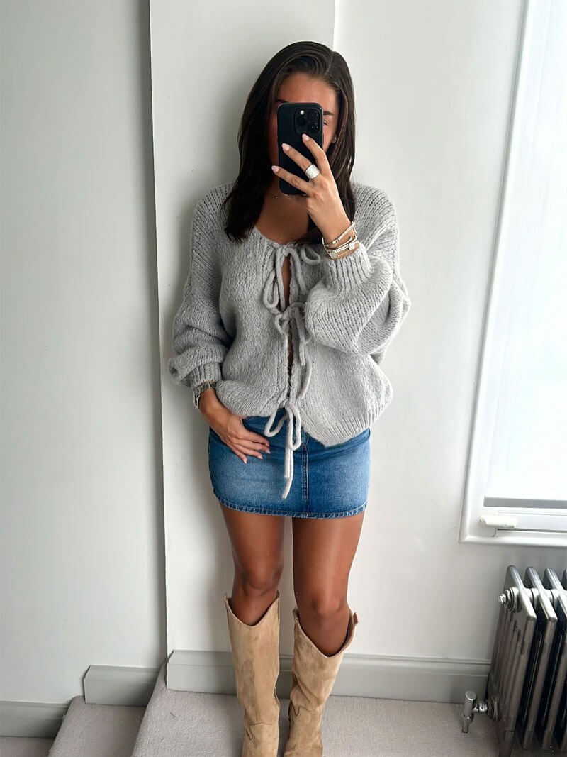 ZEYA - Emma Knit Cardigan with Bow Design