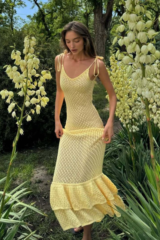 ZEYA - Eris Knit Ruffle Maxi Dress