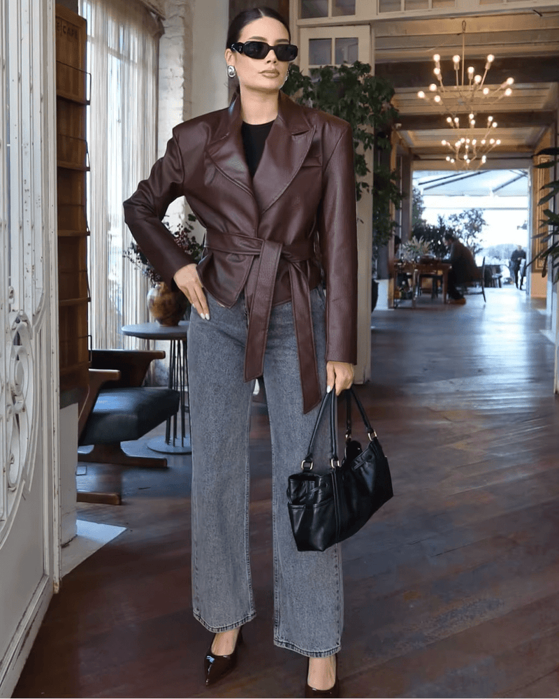 ZEYA - Esther Lace-Up Vegan Leather Jacket
