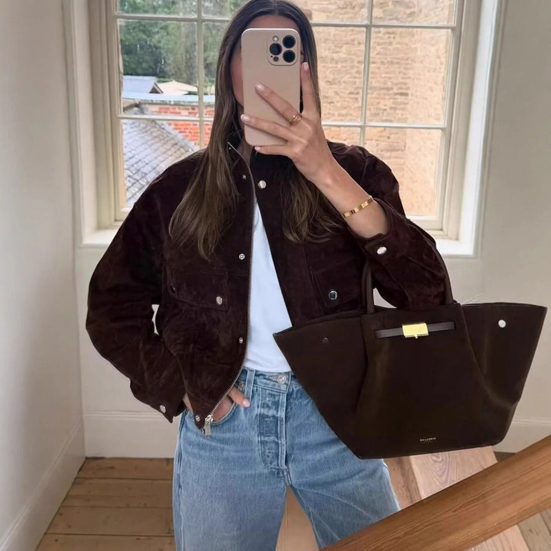 ZEYA - Esther Wide Shoulder Suede Jacket