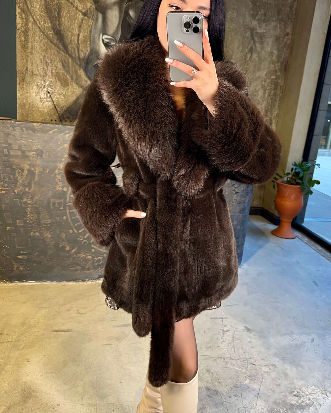 ZEYA - Eva Belted Faux Fur Coat