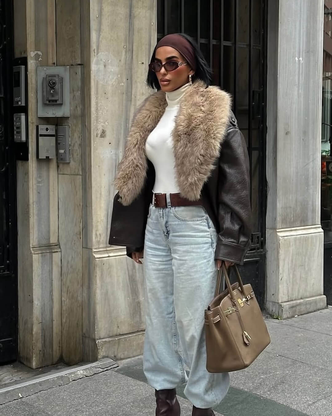 ZEYA - Felicity Faux Leather Jacket with Detachable Fur Collar