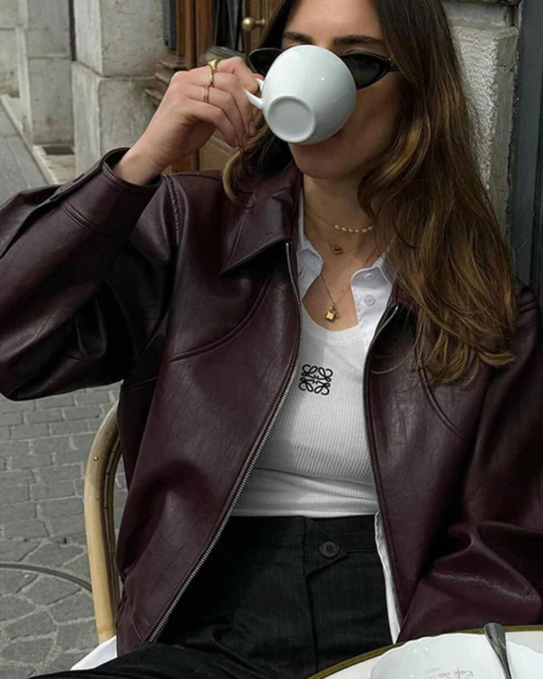 Florence Kunstleder-Bomberjacke