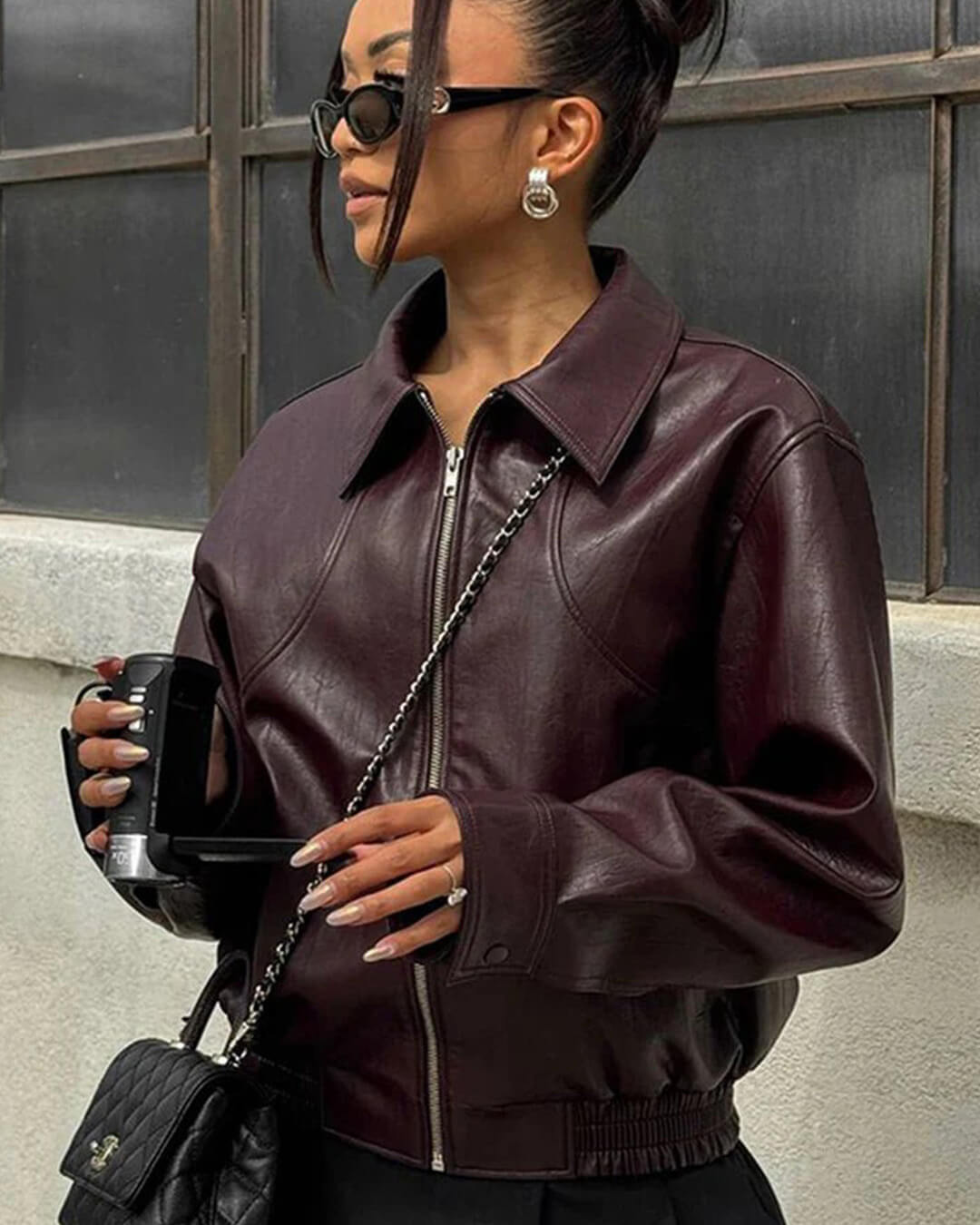 Florence Kunstleder-Bomberjacke