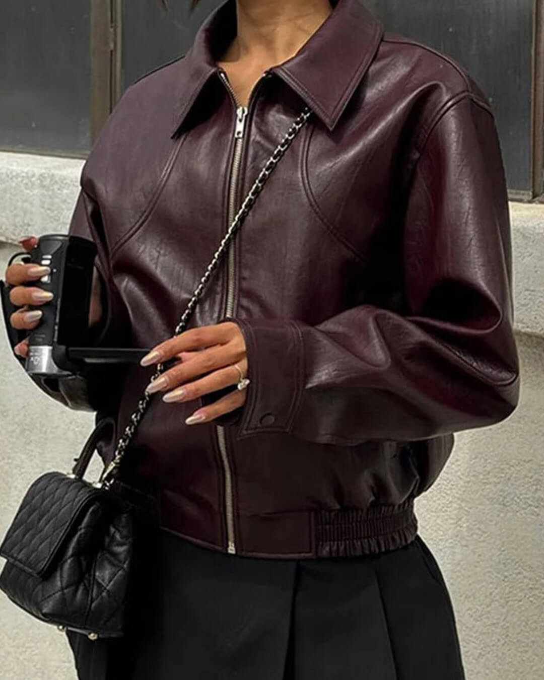 Florence Kunstleder-Bomberjacke
