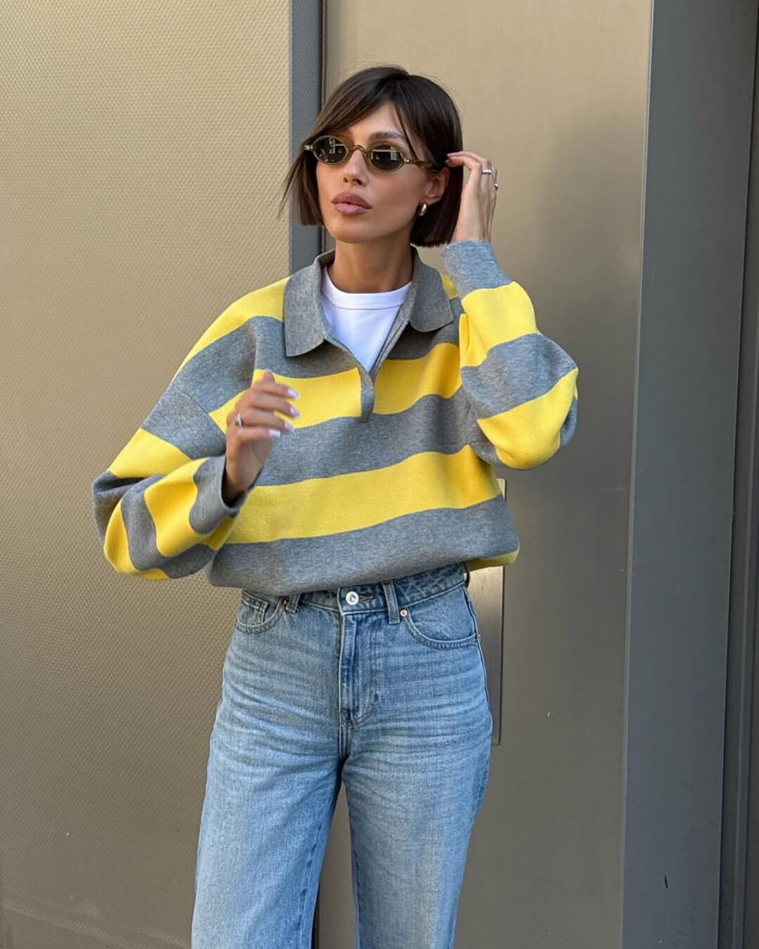 ZEYA - Florentine Striped Knit V - Neck Pullover