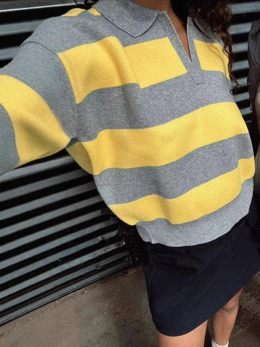 ZEYA - Florentine Striped Knit V - Neck Pullover