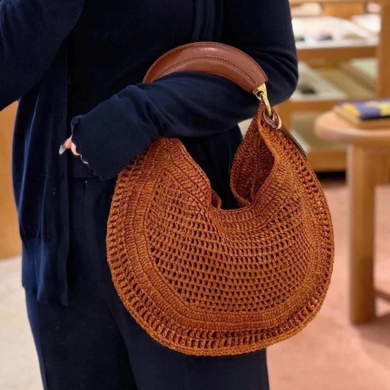 ZEYA - Geneva Crescent Woven Leather Bag