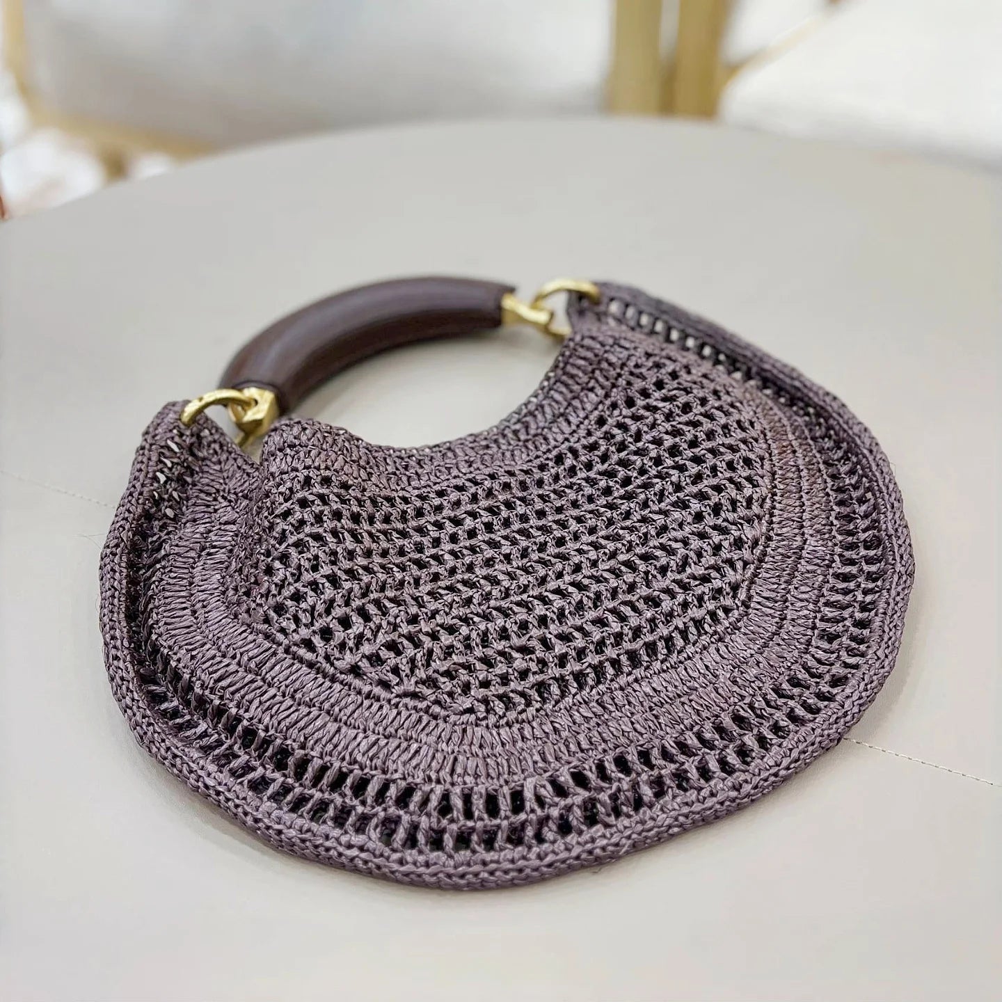 ZEYA - Geneva Crescent Woven Leather Bag