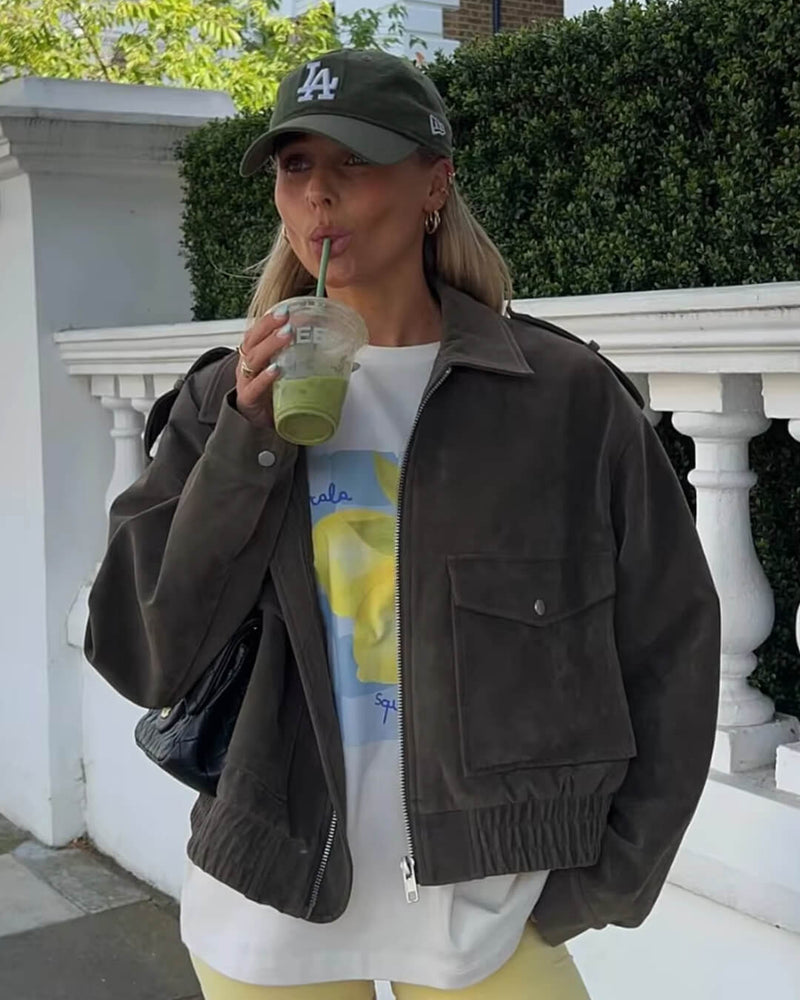 ZEYA - Ginny Suede Pilot Bomber Jacket