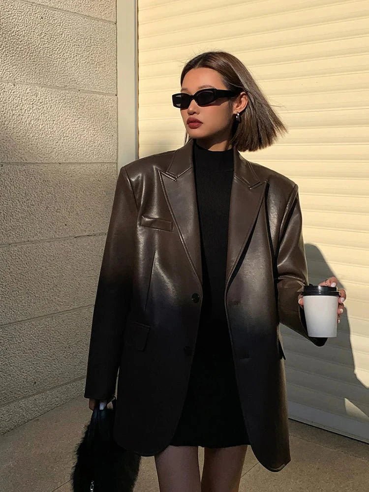 ZEYA - Glaiza Oversized Vegan Leather Blazer
