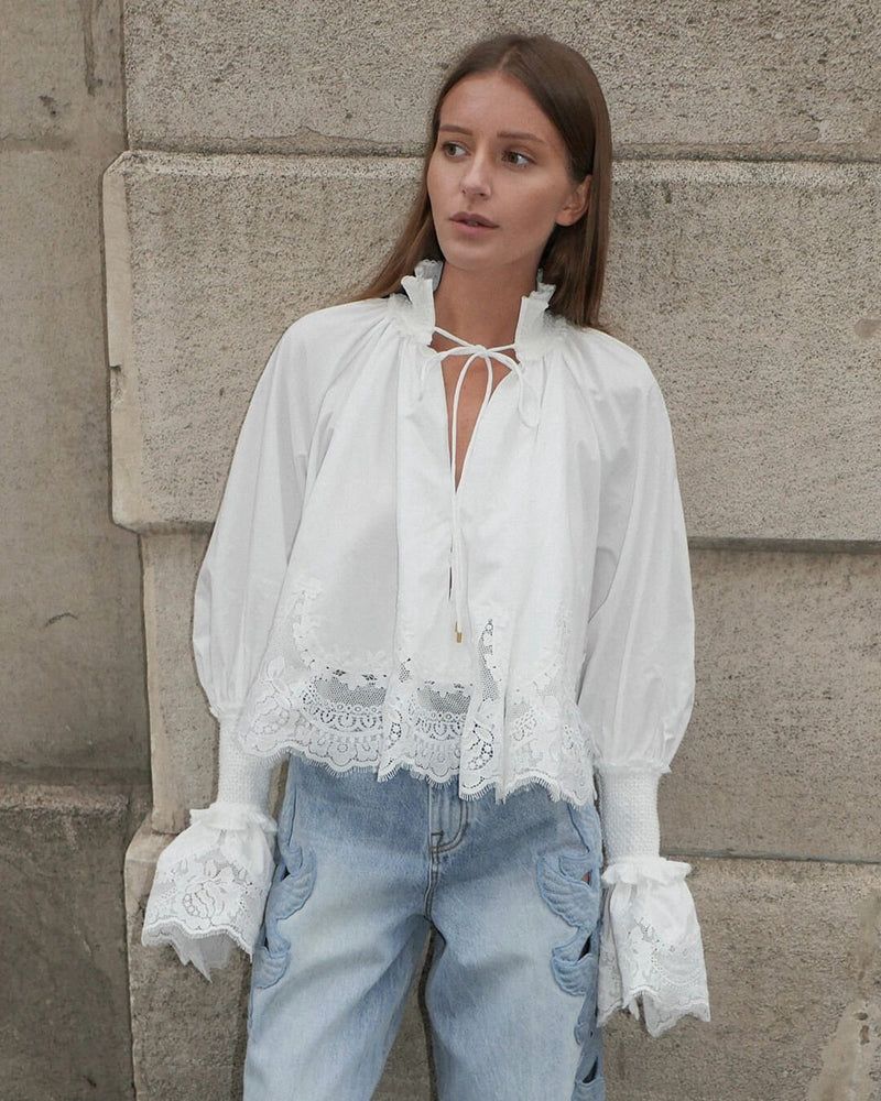 ZEYA - Gloria Embroidery Lace Trim Blouse