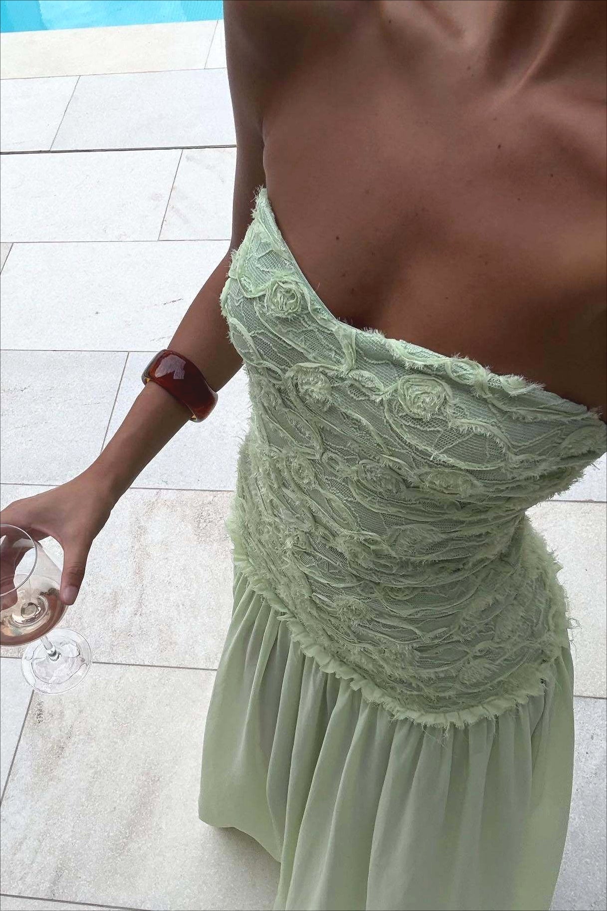 ZEYA - Goldie Strapless Floral Lace Maxi Dress