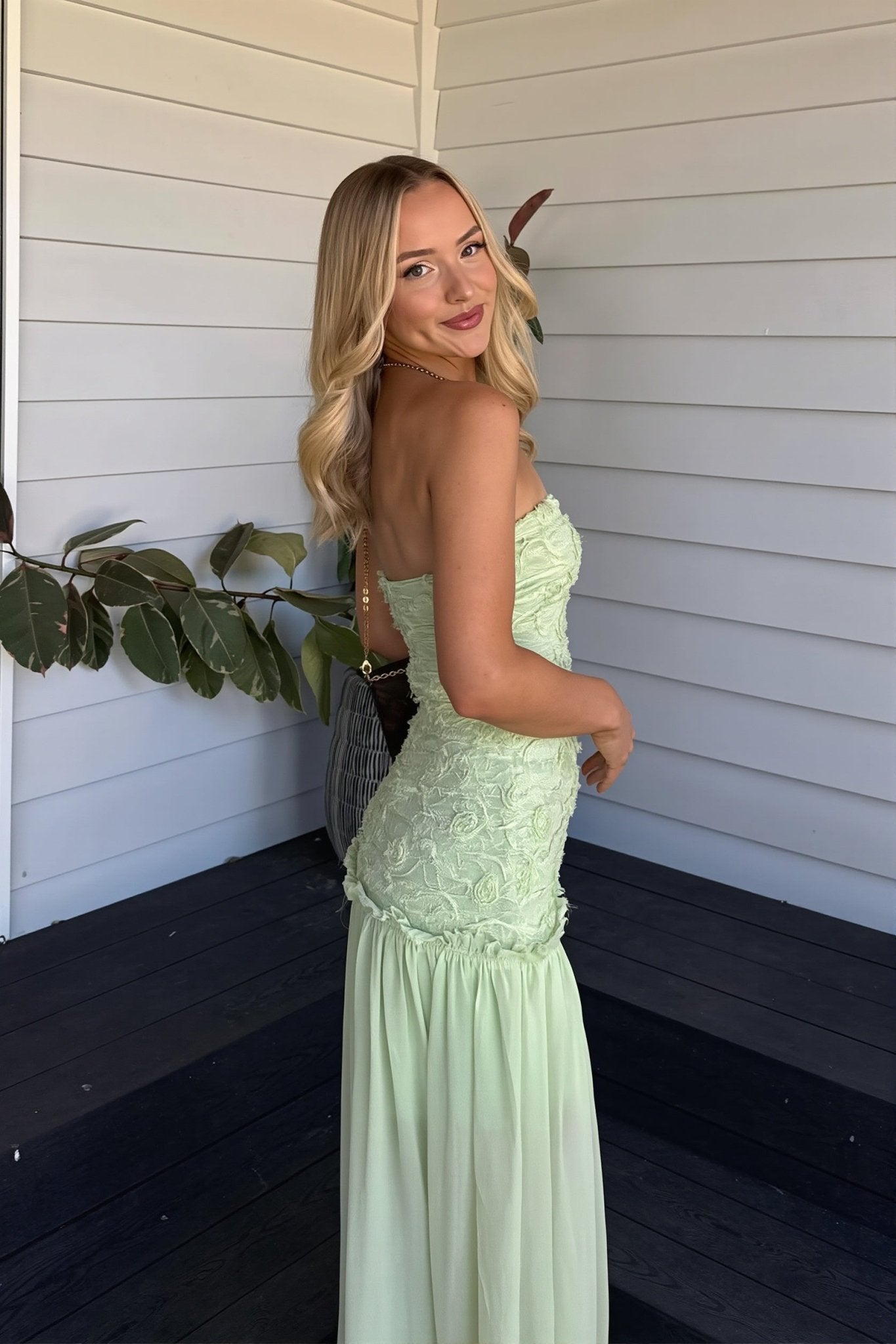 ZEYA - Goldie Strapless Floral Lace Maxi Dress