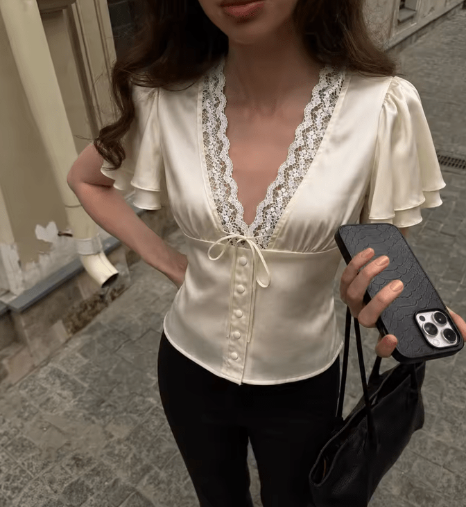 ZEYA - Greta Satin Button Blouse