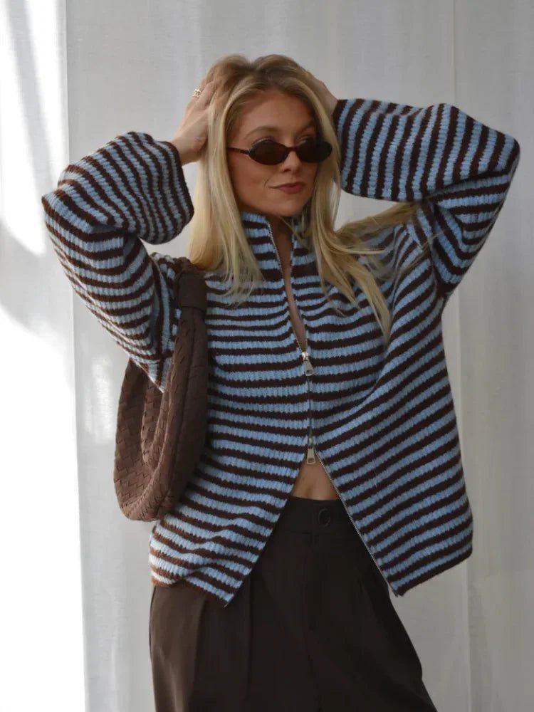 ZEYA - Hanna High Neck Zip-Up Cardigan