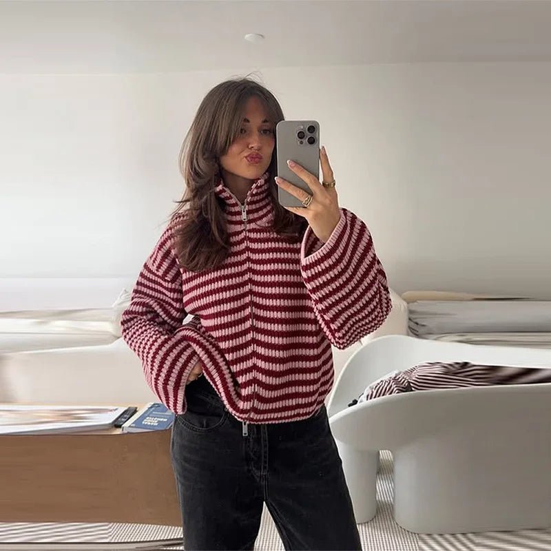 ZEYA - Hanna High Neck Zip-Up Cardigan