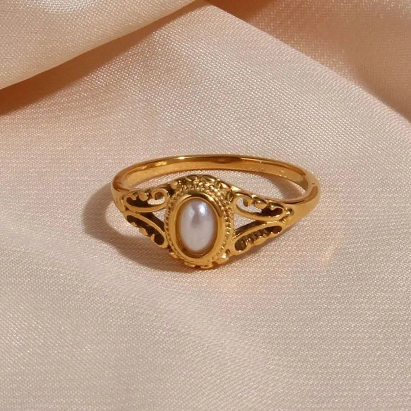 ZEYA - Harper - Women's Ring - 18K Gold Plated Freshwater Pearl, Hypoallergenic
