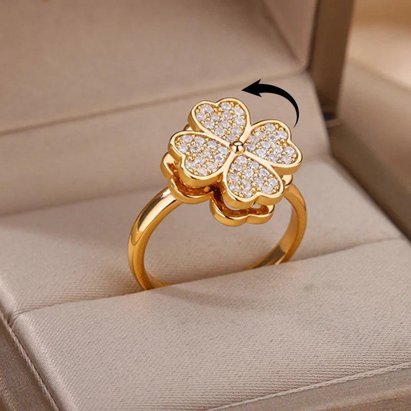 ZEYA - Hazel Clover Leaf Fidget Spinner Ring