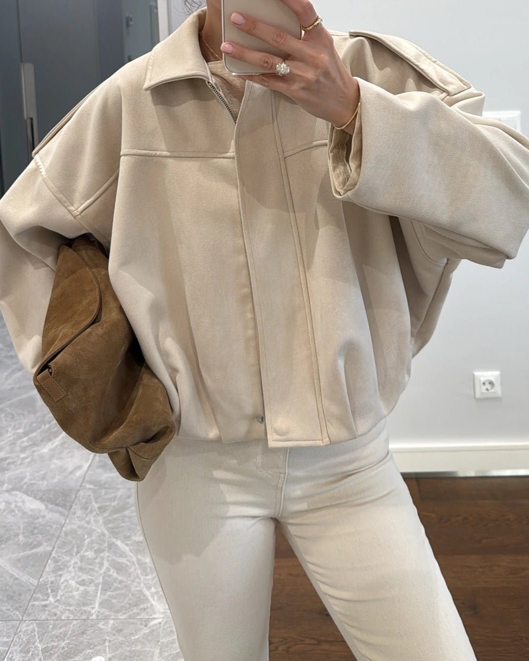ZEYA - Helen Faux Suede Bomber Jacket