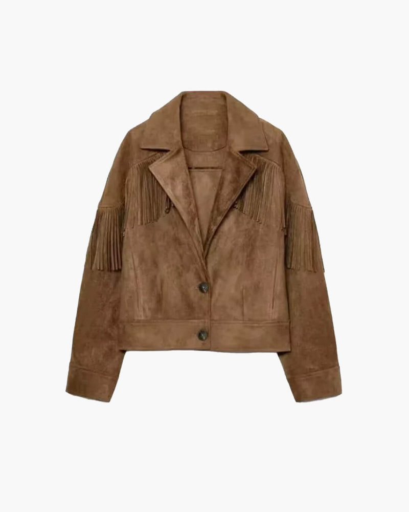 ZEYA - Helen Faux Suede Lapel Cropped Jacket