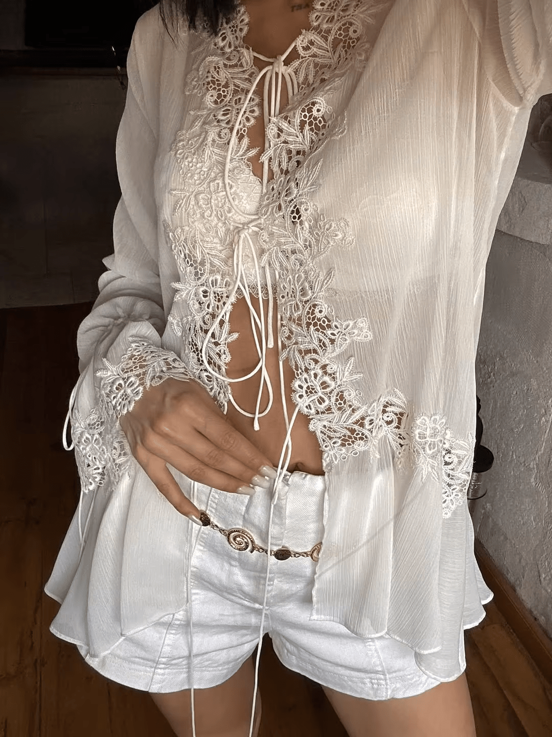 ZEYA - Helen Hollowed Out Cardigan Top