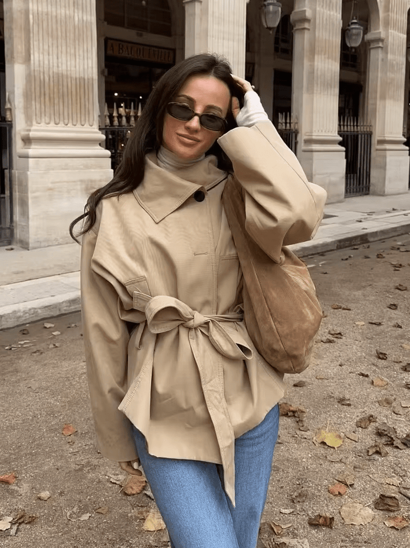 ZEYA - Helena Asymmetric Belted Trench Coat