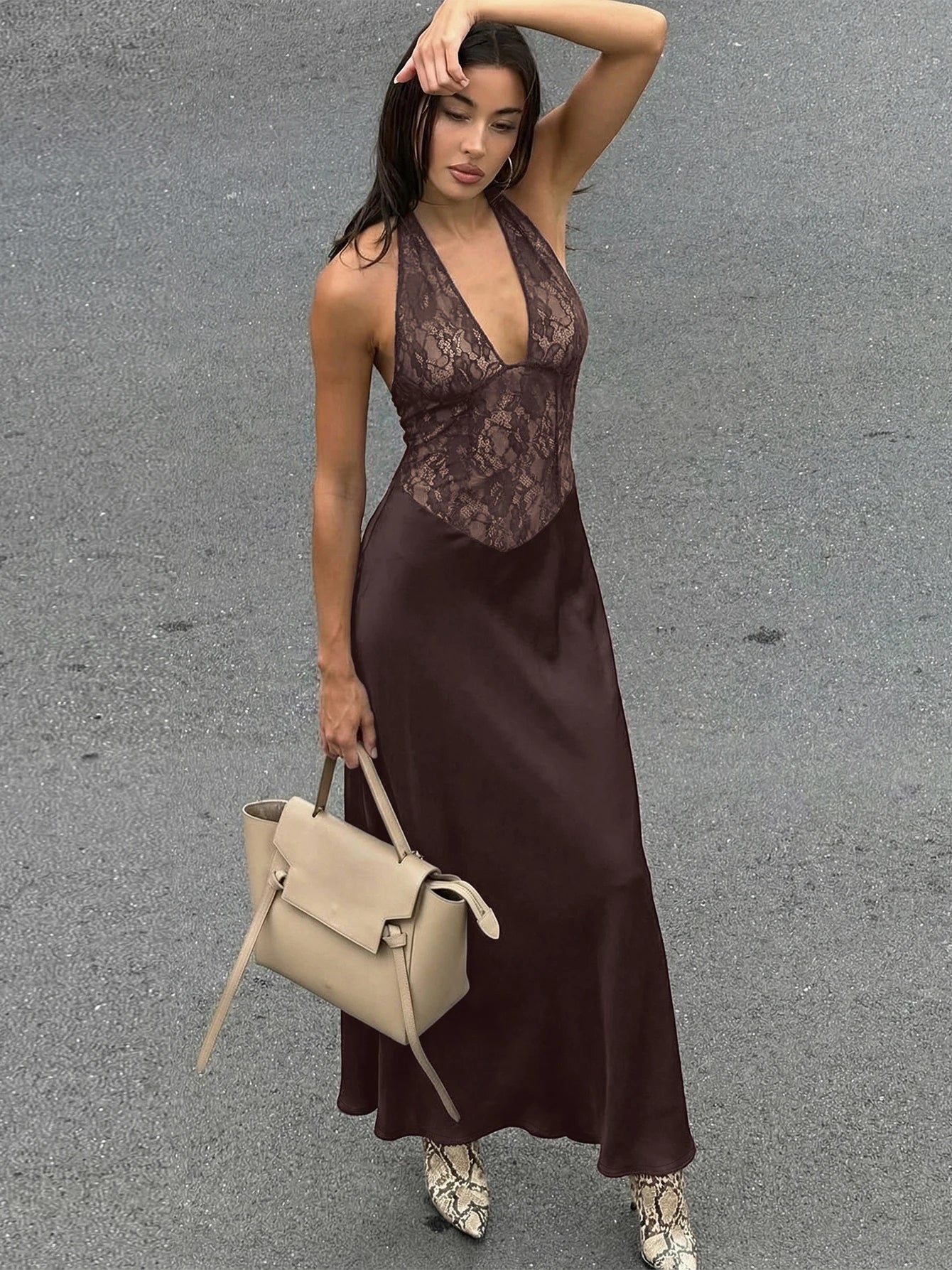 ZEYA - Iris Halter Backless Lace Dress