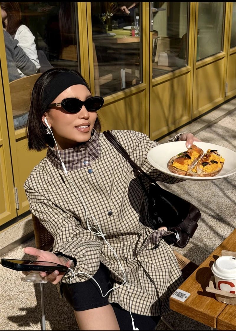 ZEYA - Isabel High-Neck Plaid Jacket