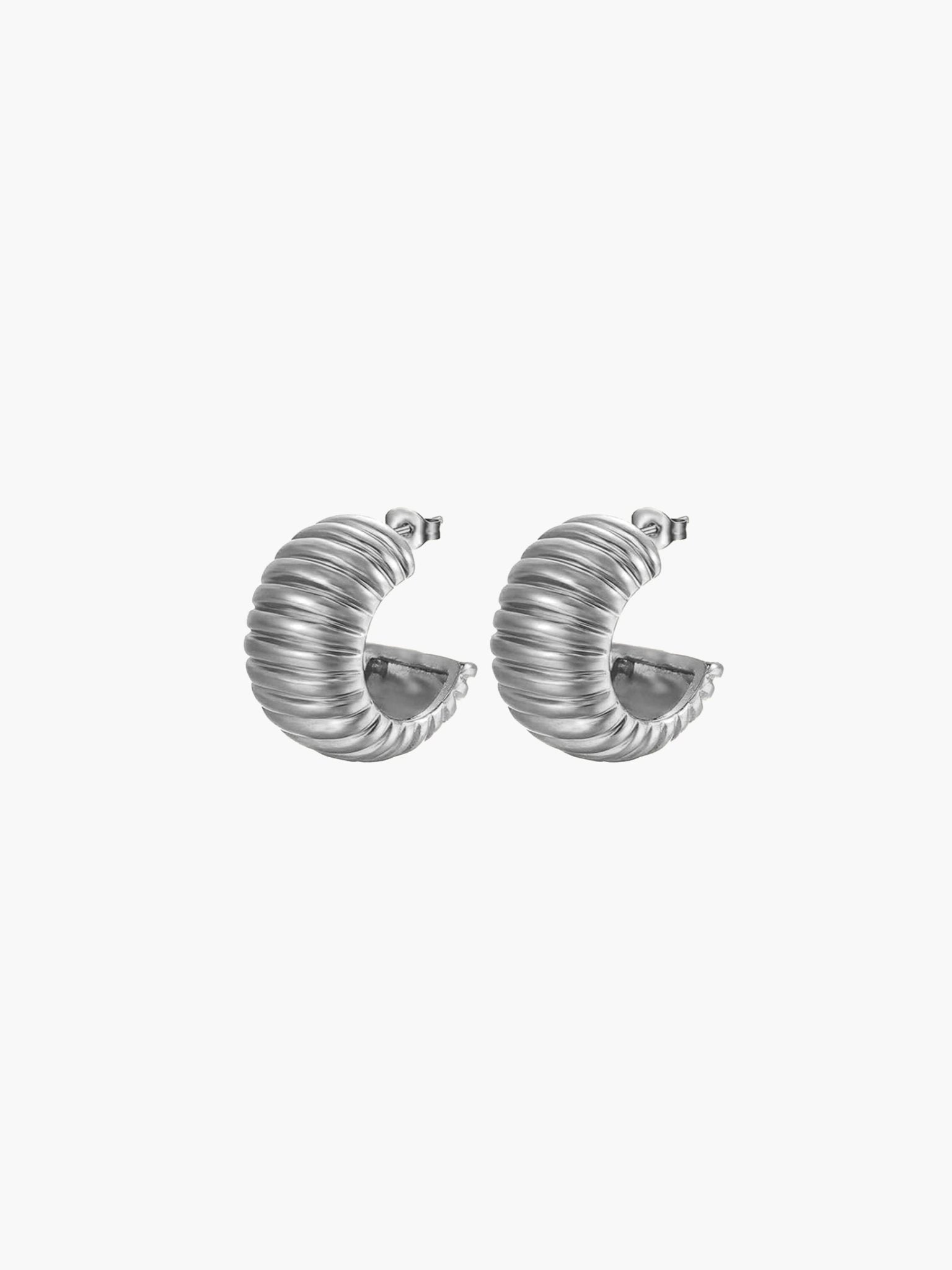 ZEYA - Jaime Hoop Earrings - Chunky C Shape Design, Waterproof Stainless Steel