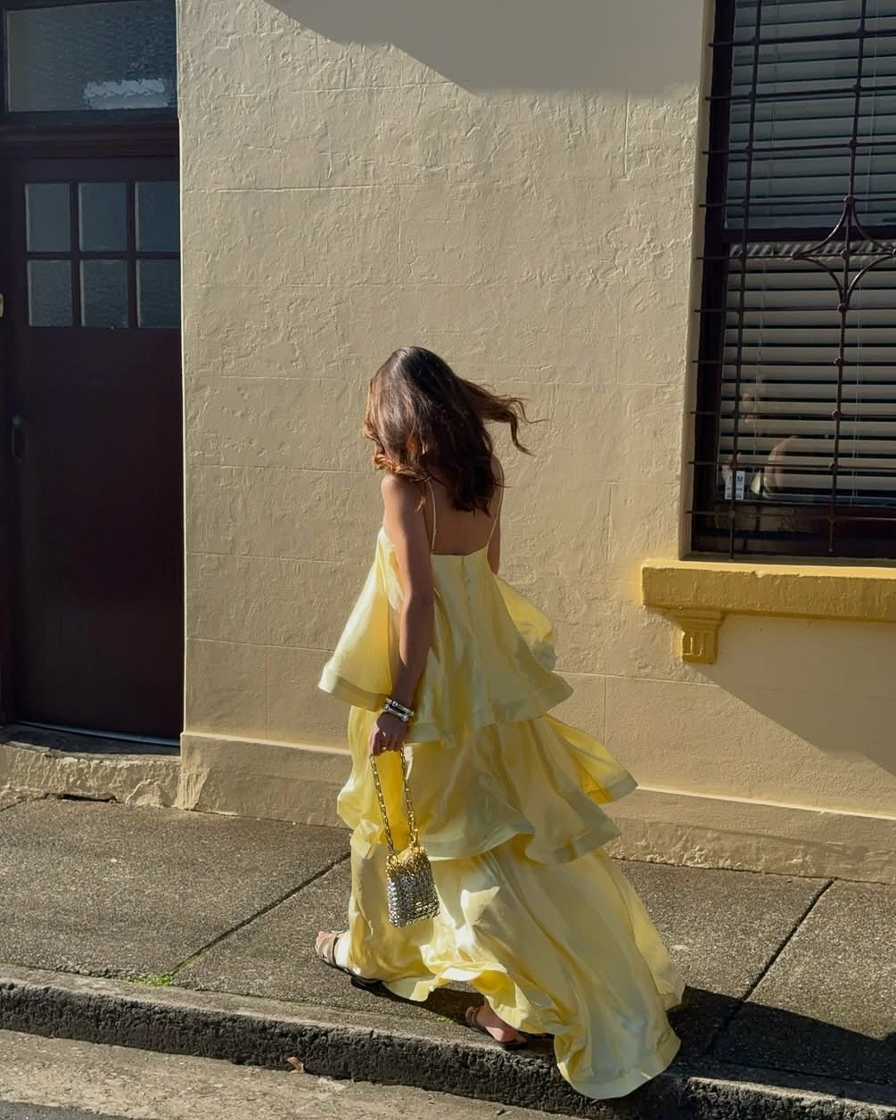 ZEYA - Jamila Tiered Ruffle Satin Maxi Dress