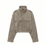 Jasmin kurze Jacke in Wildlederoptik