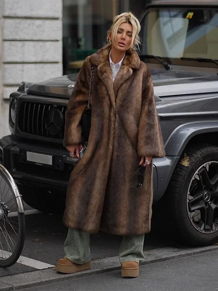 ZEYA - Jasmine Faux Fur Long Overcoat