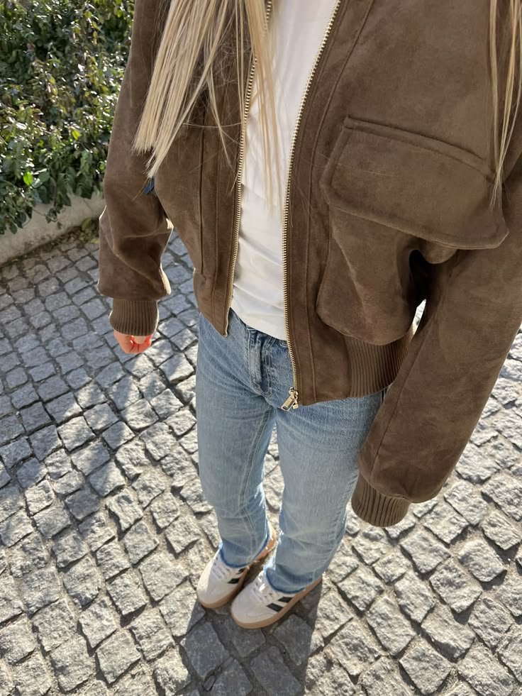 ZEYA - Jean Faux Suede Bomber Jacket