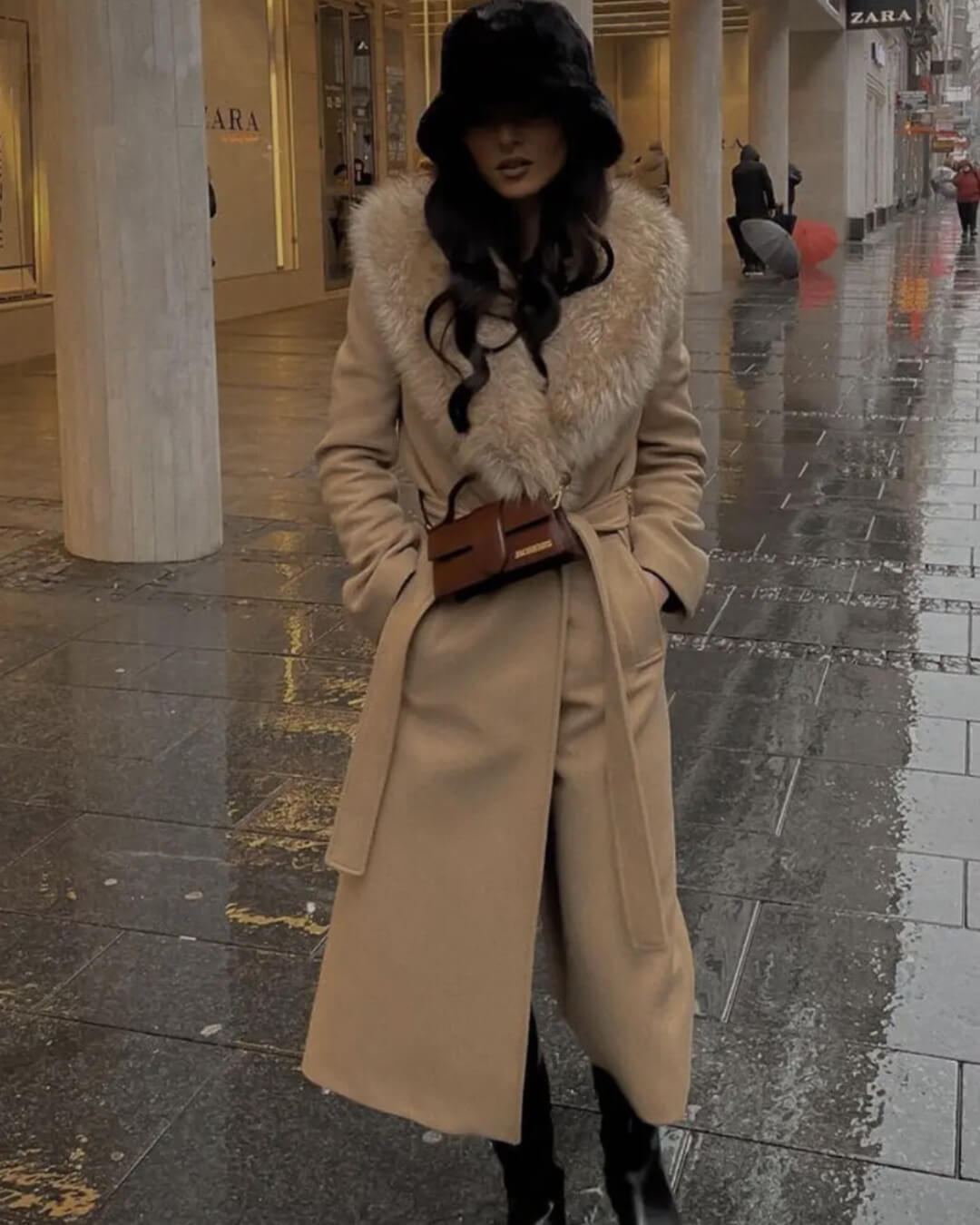 ZEYA - Josie Faux Fur Collar Maxi Coat