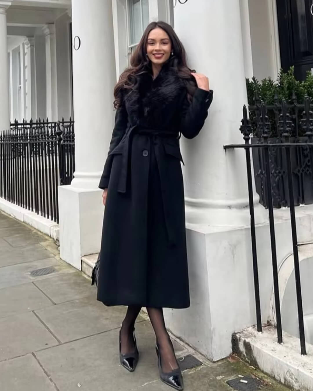 ZEYA - Josie Faux Fur Collar Maxi Coat