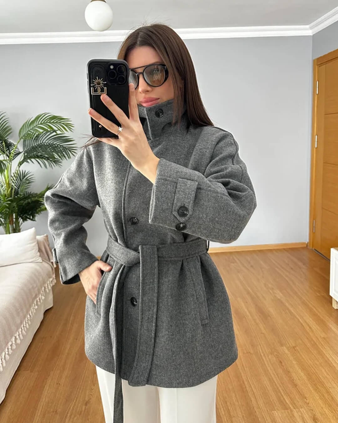 ZEYA - Juliette Faux Wool Coat with Belt