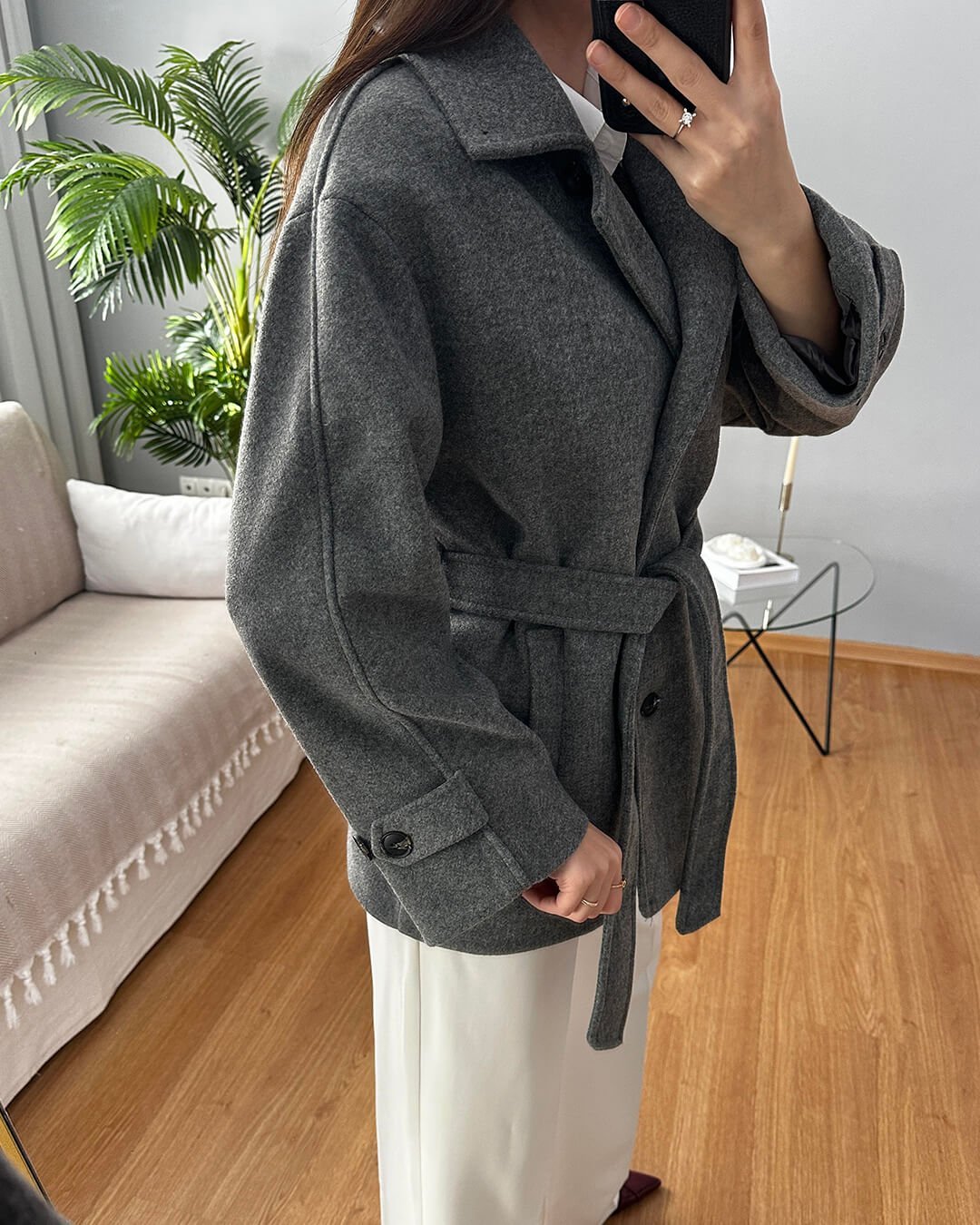ZEYA - Juliette Faux Wool Coat with Belt