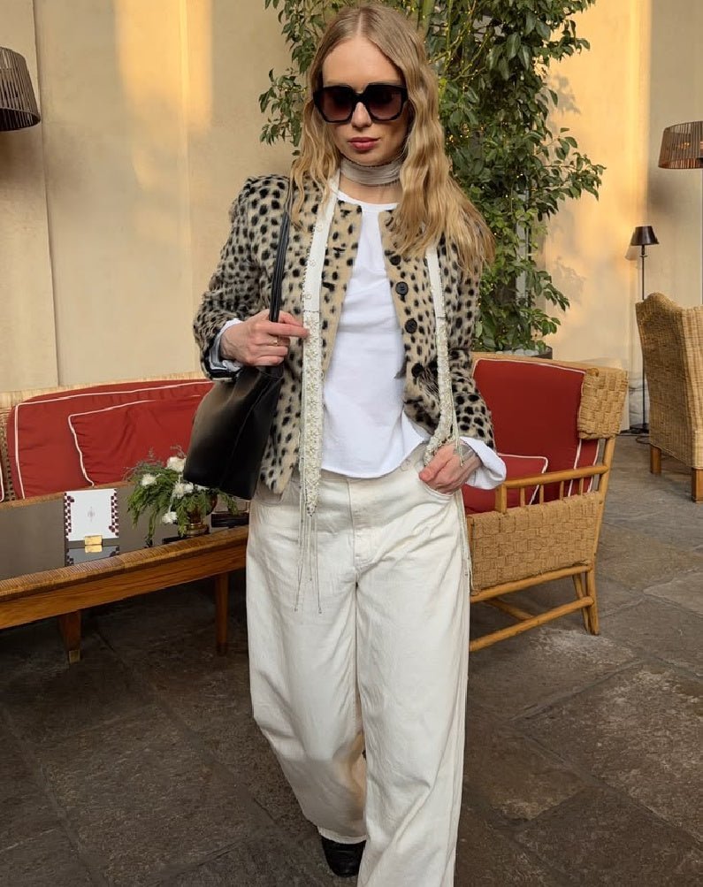 ZEYA - Katie Leopard Faux Fur Cropped Jacket