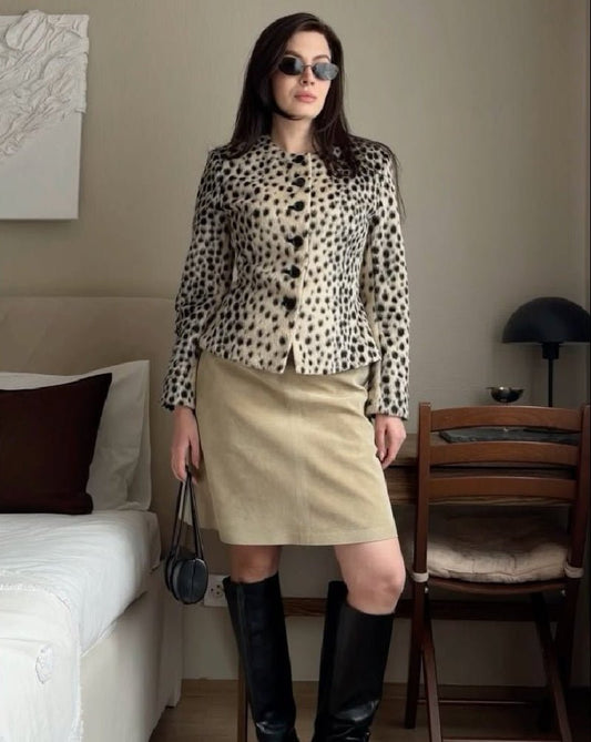 ZEYA - Katie Leopard Faux Fur Cropped Jacket