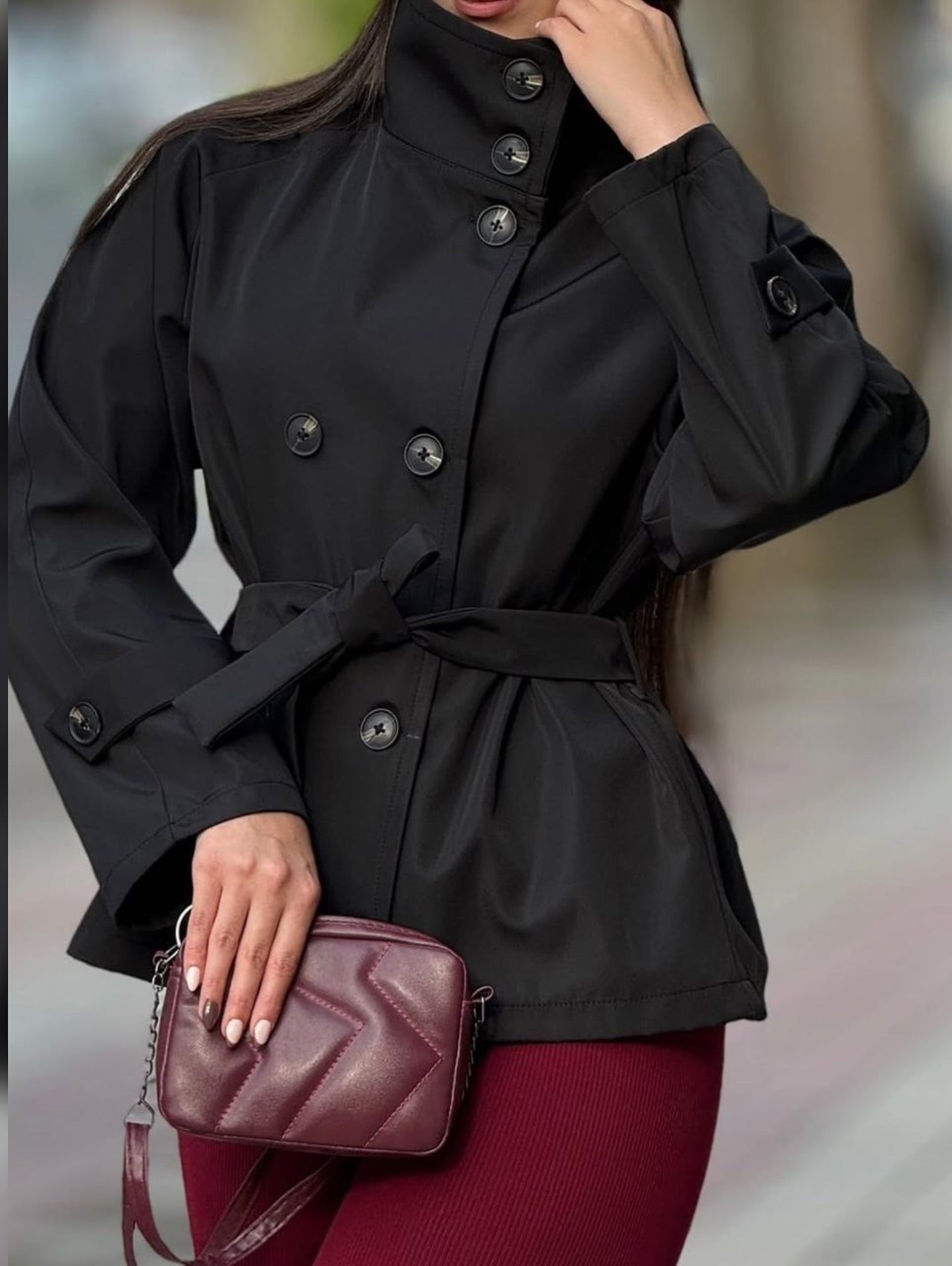 ZEYA - Kiarra Stand Collar Crop Trenchcoat