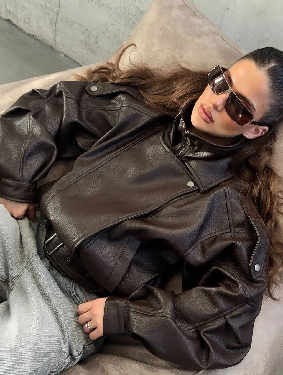 ZEYA - Kira Belted Leather Jacket
