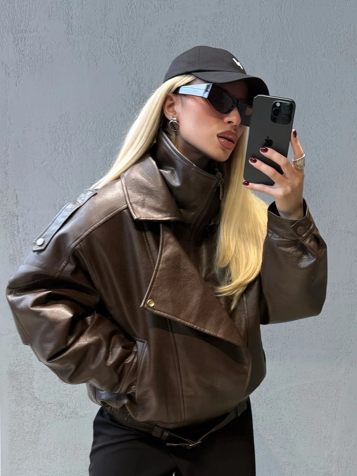 ZEYA - Kira Belted Leather Jacket