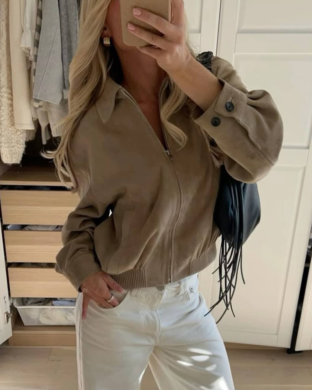 ZEYA - Krista Suede Bomber Jacket