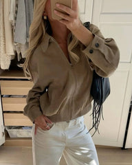 Krista Suede Bomber Jacket