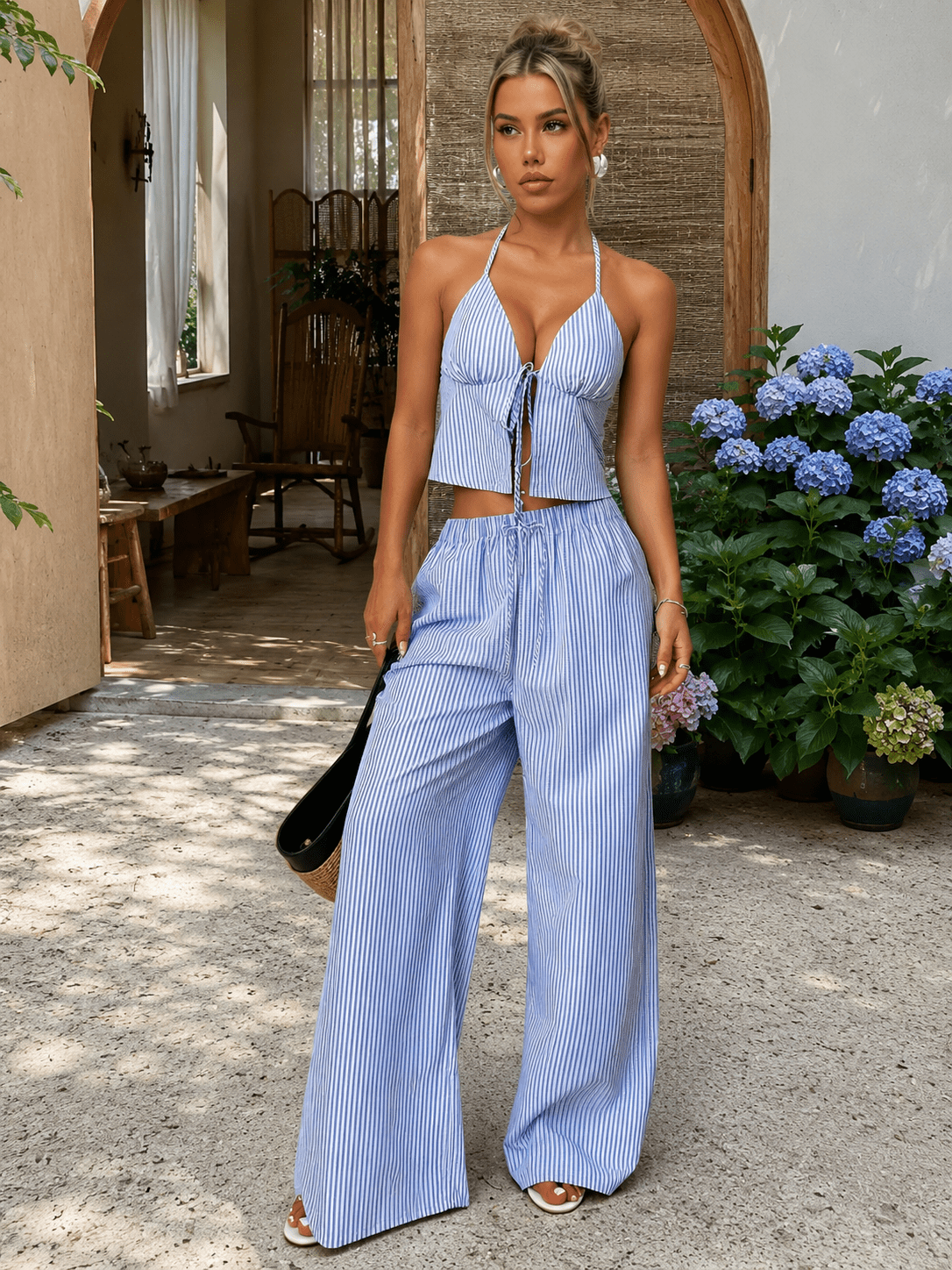 ZEYA - Kyra Striped Halter Top Set