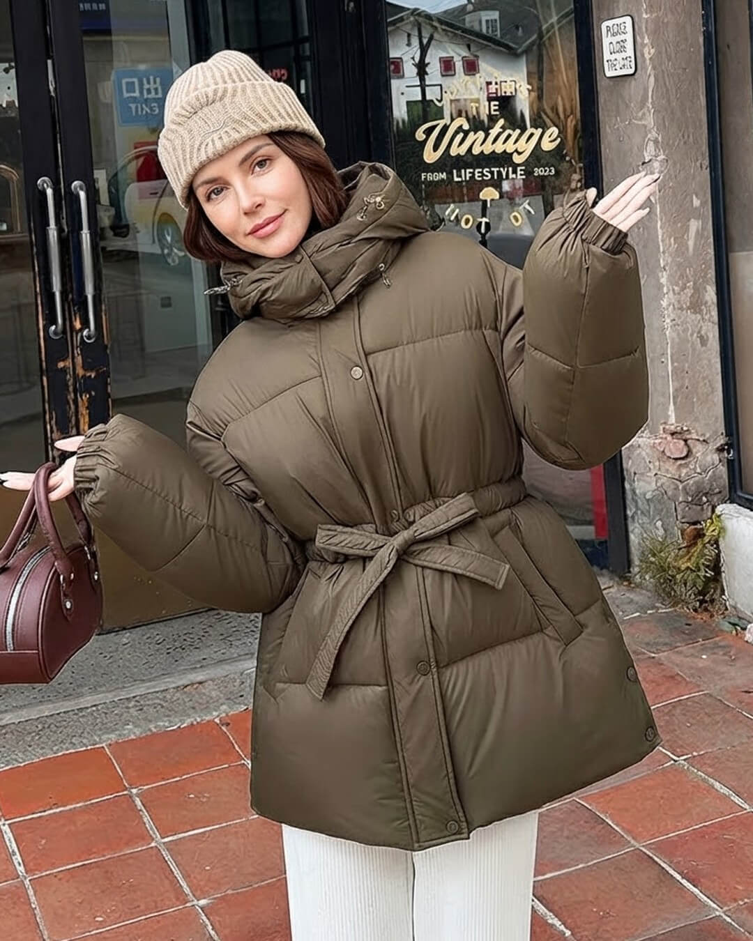 ZEYA - Lani Lace Up Hooded Coat