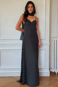 Lauren Polka Dot Rückenfreies Maxikleid