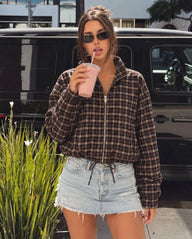 Leah karierte Jacke mit Kragen und Reißverschluss