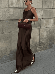 Leandra Backless Satin Maxi Dress
